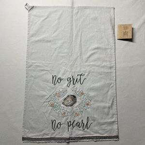 NWD Fair Trade Friday By Glory Haus Embroidered Tea Towel No Grit No Pearl Gray